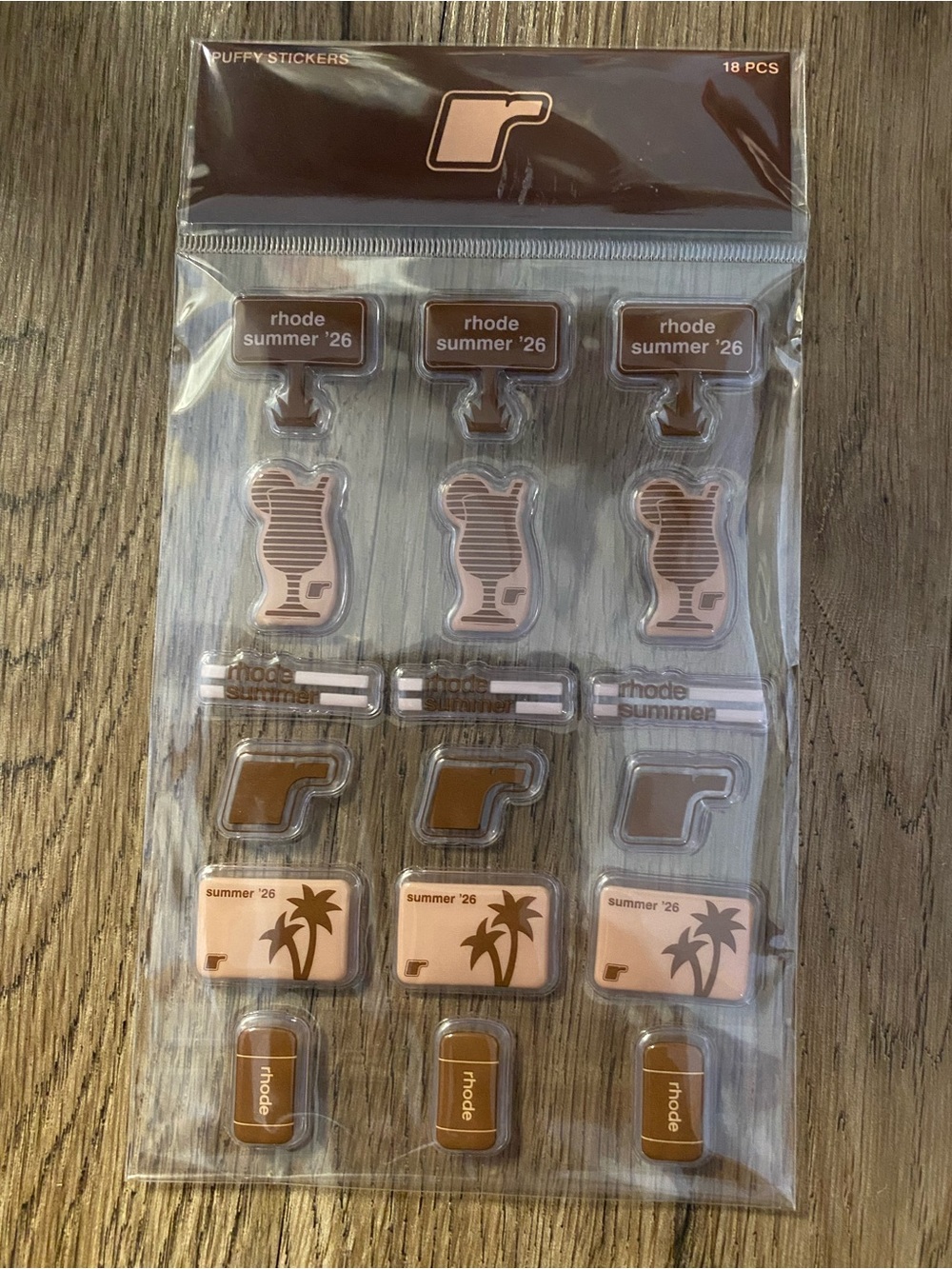 RHODE Pink & Brown Puffy Sticker Pack